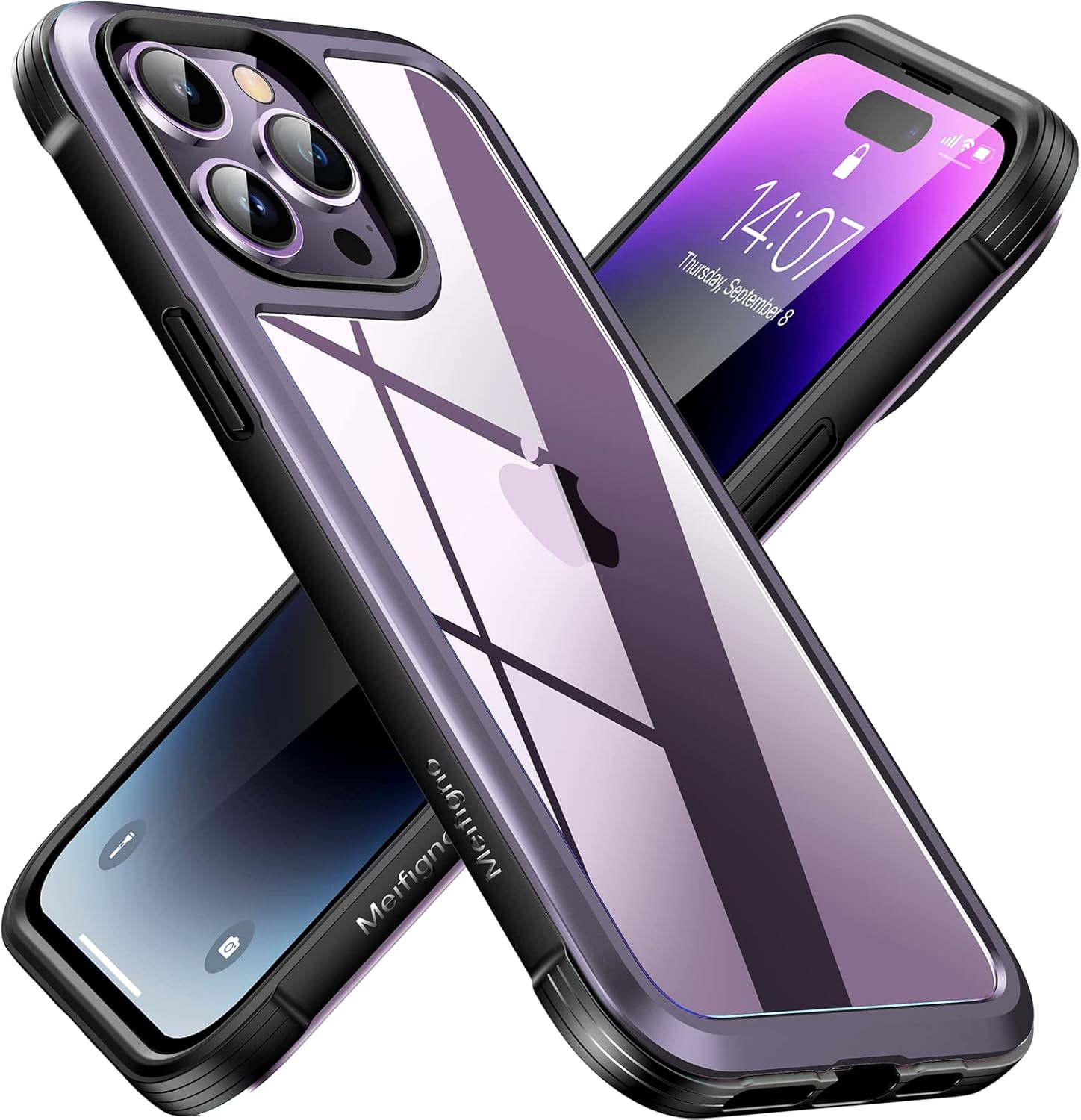 Meifigno Rainbow Series for iPhone 14 Pro Case with Aluminum Frame & 3X Shockproof Bumper & Clear Back, [3X Military Grade Drop Protection], Protective Phone Case iPhone 14 Pro 6.1inch, Iridescent