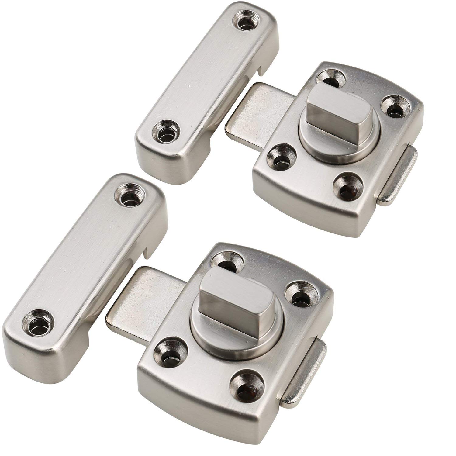 MATEE2-Pack Zinc Alloy Thick Anti-Theft Security Door Rotate Bolt Latch Slide Lock Size Small