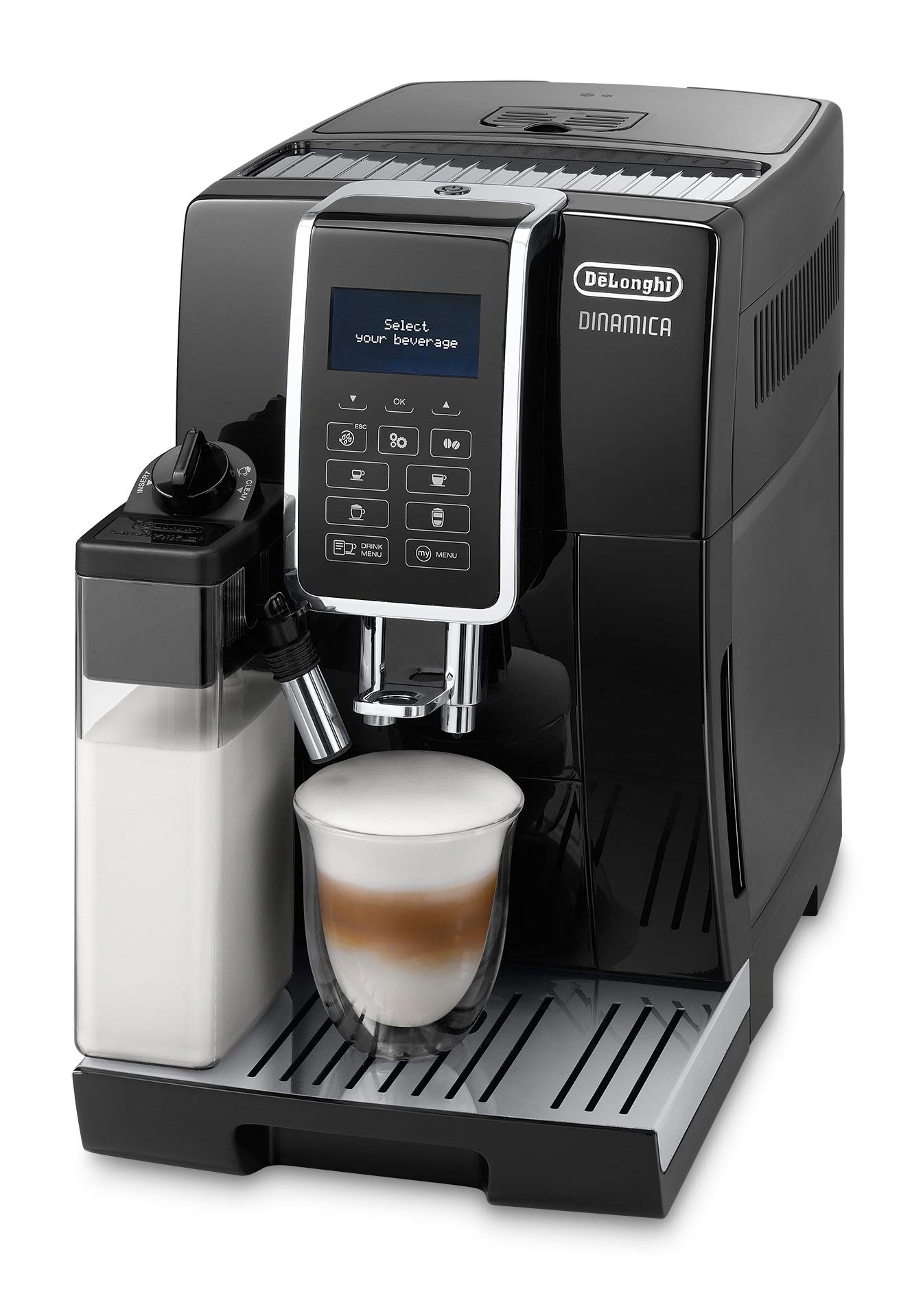 De'Longhi Dinamica ECAM 350.55.B Kaffeevollautomat mit LatteCrema, 1,8 l Wassertank, Schwarz