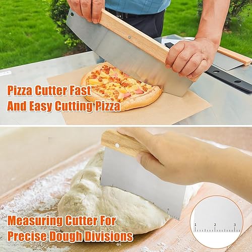 Miniatura 7 de Hisencn Acero para pizza para horno y parrilla  Juego de piedra de cerámica para hornear pizza de 16 x 13.4 pulgadas con cáscara de pizza, cortador
