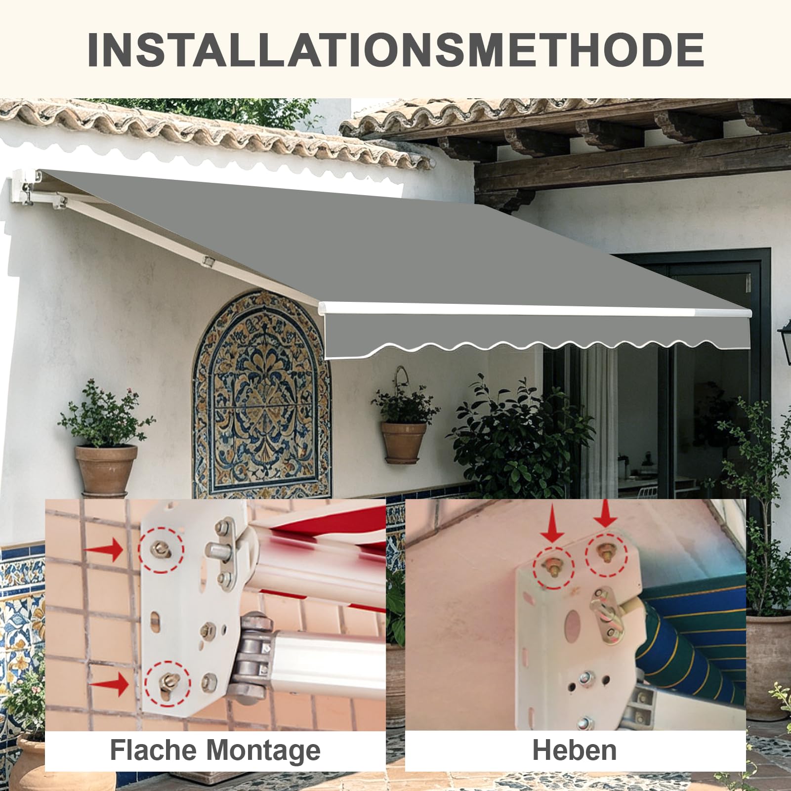Wodoodporny chowany ning na balkon Sonnenmarkise lenkmarkise instrukcja z grubym e ochrona UV bez rdzy niebieski 2x1,5 m PerfectSolut