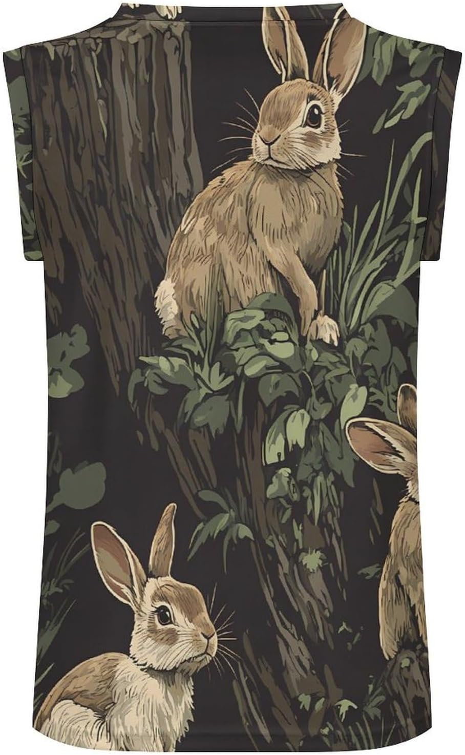 Fall Hunt Rabbits on Tree Stumps Men's V-Neck Basketball Tank Top Sleeveless Workout Tank Shirts Gym Fitness Tees Vest