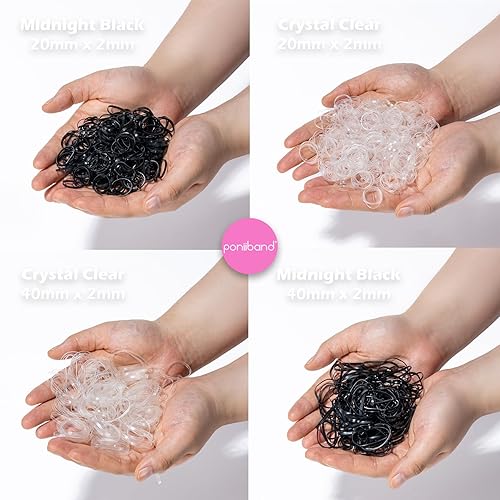 Miniatura 10 de PONIIBAND Bandas elásticas para el cabello de alta calidad sin látex (0.787in x 0.079in x 0.016in, negro medianoche)