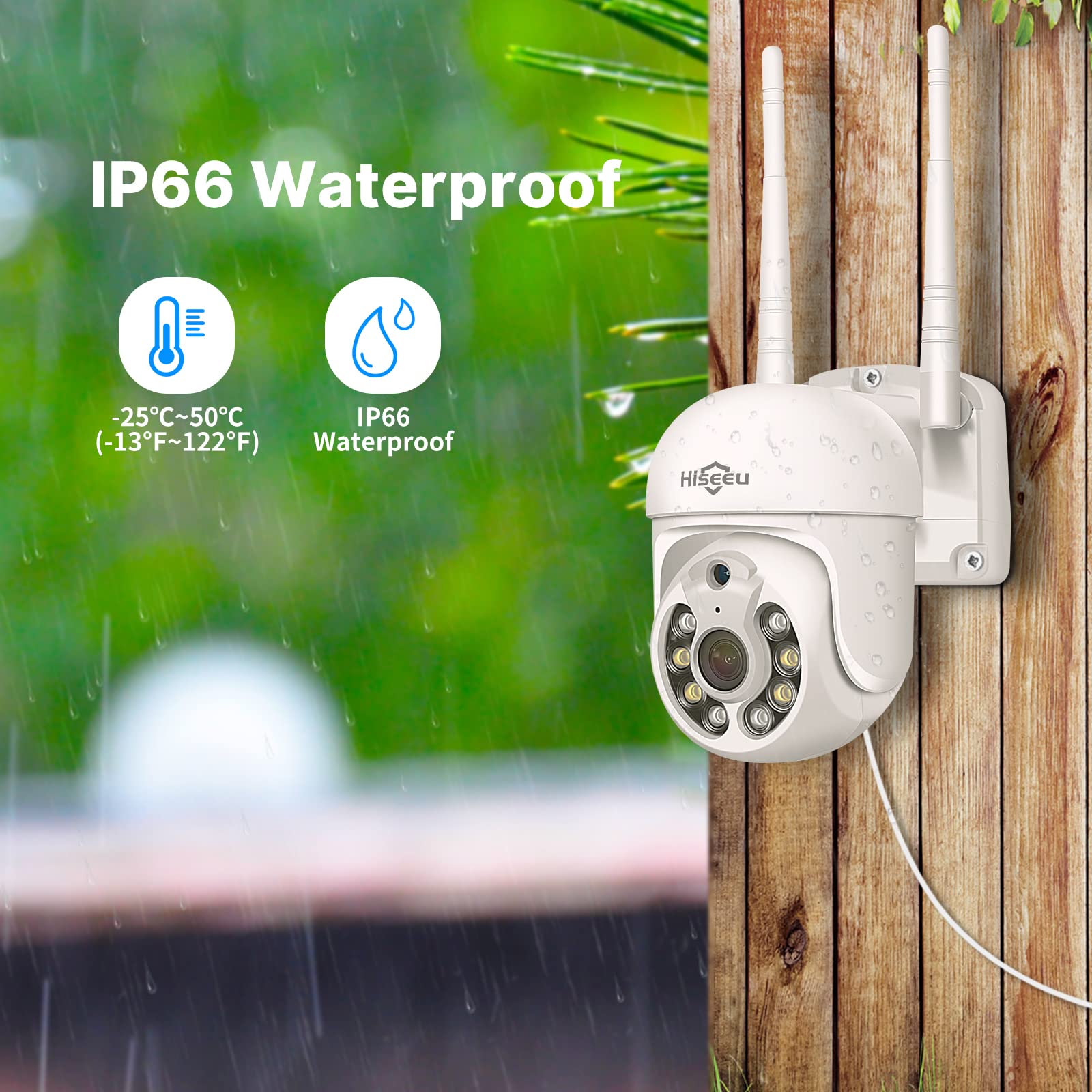 Hiseeu 5MP Kit Videosorveglianza Senza fili PTZ WiFi Esterno, 5MP NVR con 1TB HDD e 4X5MP PTZ Telecamera IP,Visione Notturna a Colori, Rilevamento del Movimento, Audio Bidirezionale,Remoto Vista