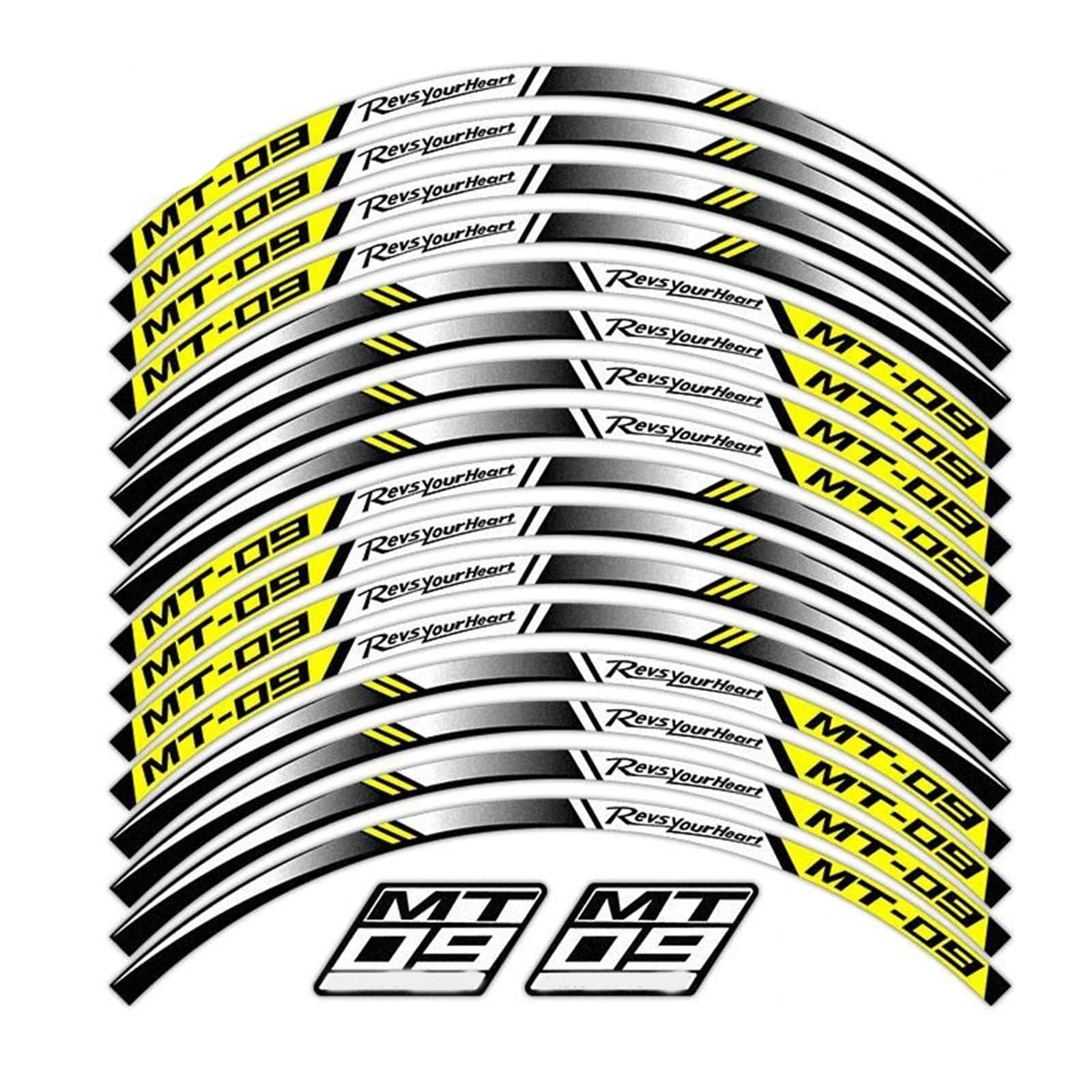 Sticker Part Reflective Stickers Motorcycle Accessories Rim Wheel Hub Sticker Decals for Y-AMAHA MT-09 MT09 MT 09(Yellow)
