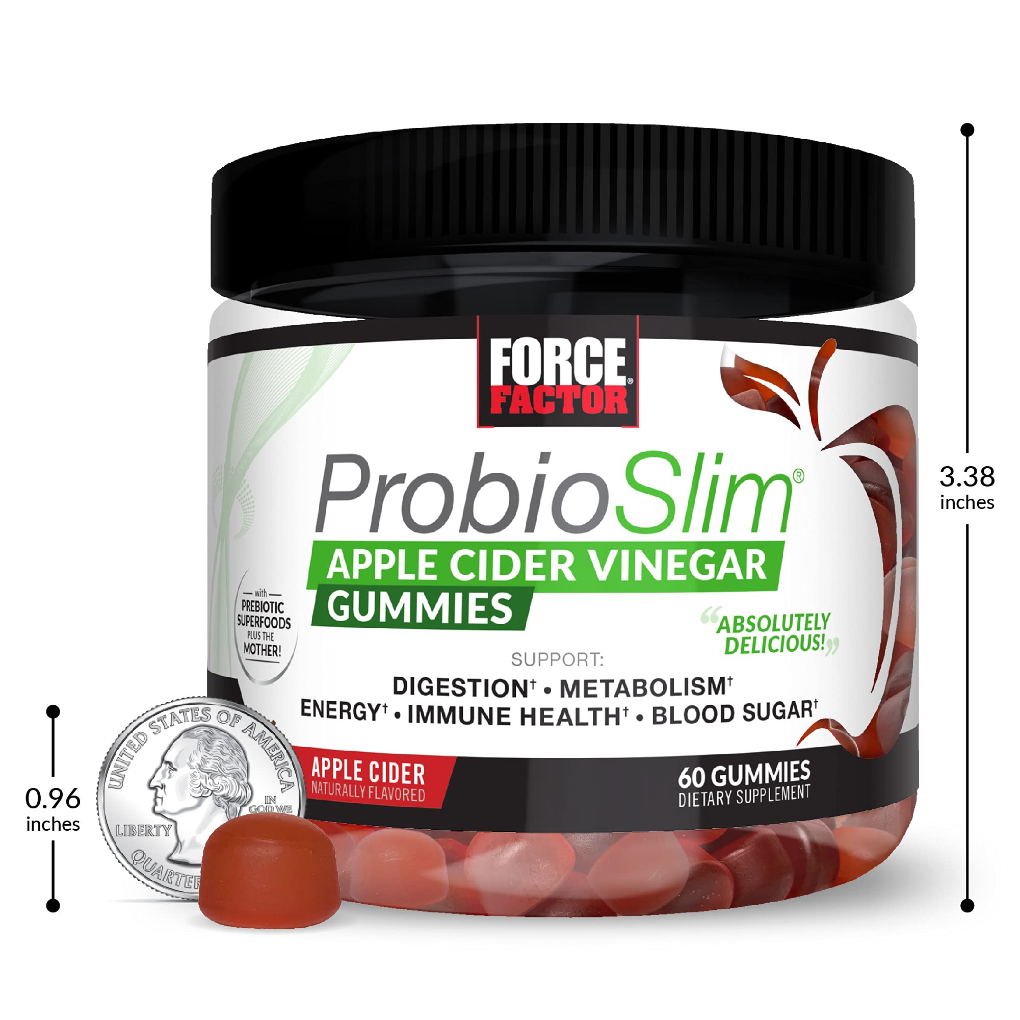 ProbioSlim Apple Cider Vinegar Gummies with Organic Apple Cider Vinegar and LactoSpore