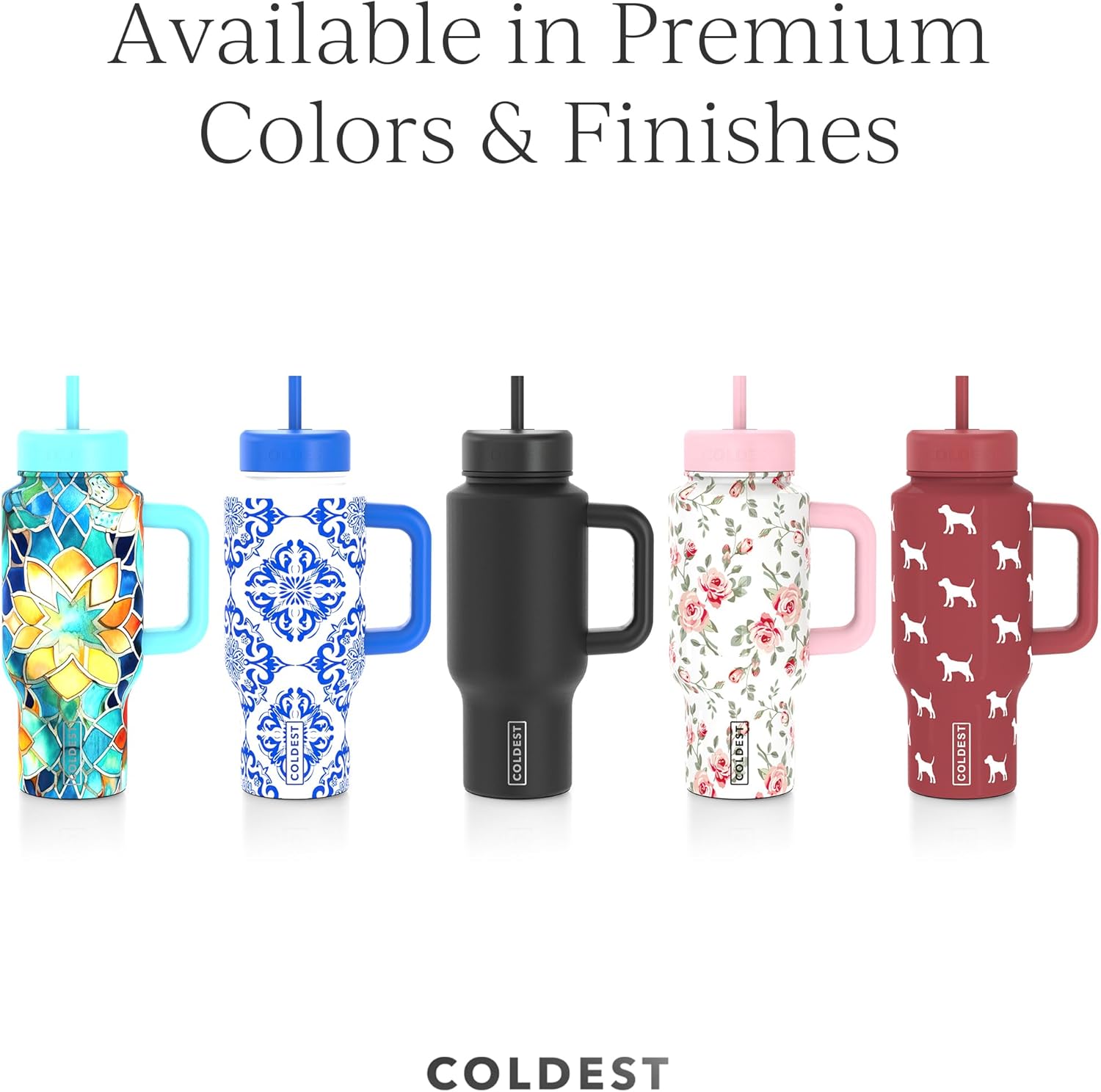 Coldest Tumbler with Handle & Coffee Lid - 100% Spill Proof Tumbler (3 Lids) - Stainless Steel Insulated Leakproof Tumblers for Women & Men - Cup Holder Friendly - 24 oz (Bats and Cats) - Image 6