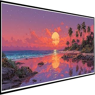 Beach Diamond Art Kits for Adults, Diamond Painting Sunset Gem Art Pictures, Crafts for Adults Beginners DIY 5D Square Full Drill Crystal Rhinestone Mosaic Kits for Home Wall Decor 14x32in w-8375