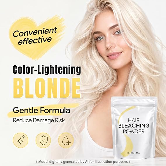 Hair Bleach Powder for Hair, Strong & Gentle, Up to 8 Levels of Lift for Hair Highlights & Lightening(100g/3.53oz)