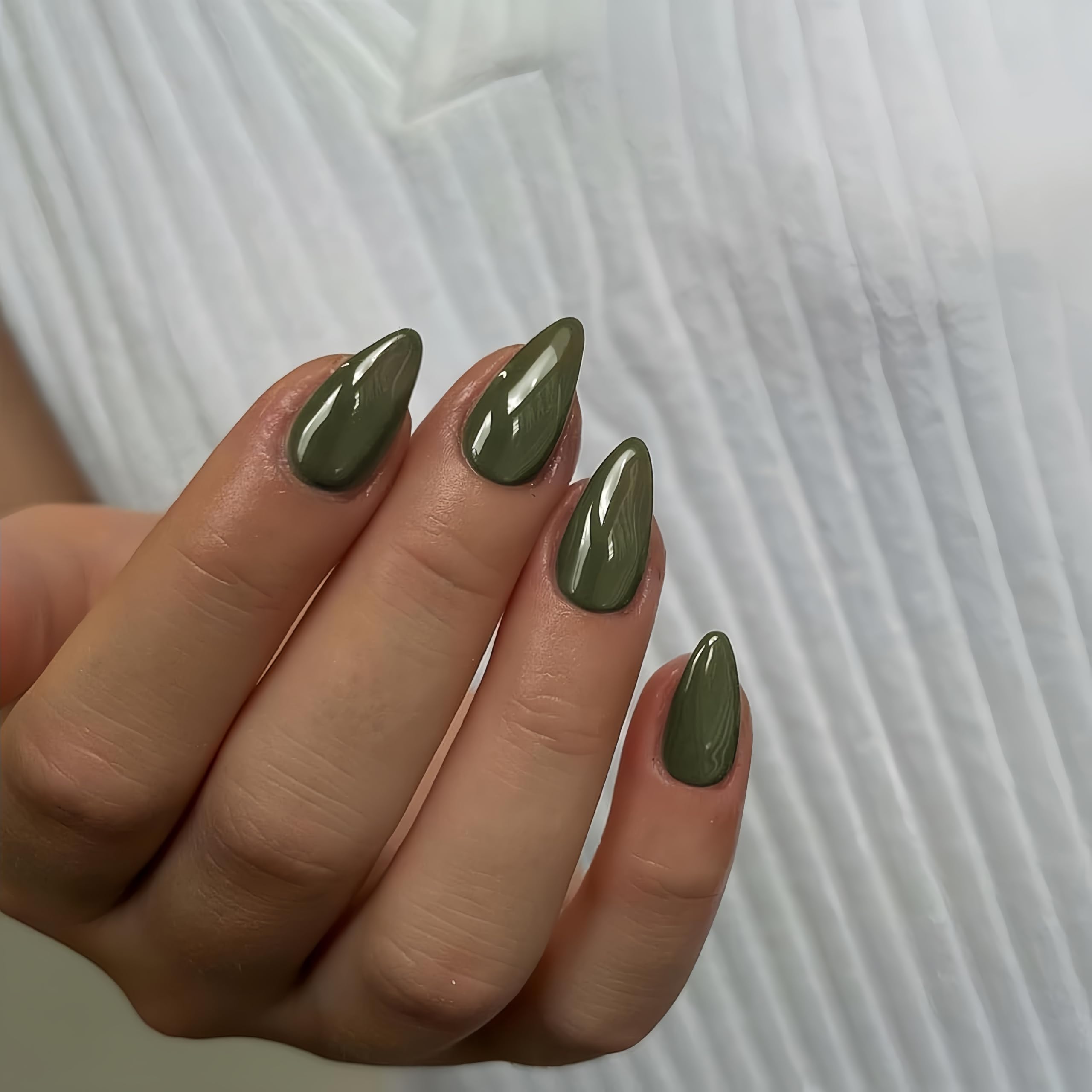 SXVME Olive Green Press on Nails Short Almond Shaped