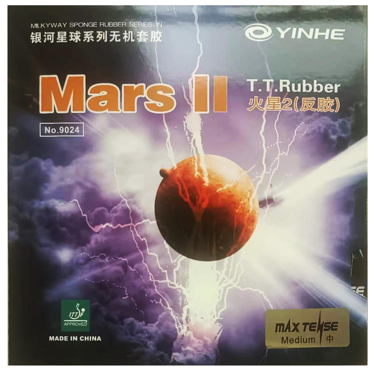 YINHE Mars II (Factory Tuned) Pips-in Table Tennis Rubber with Sponge (Black)