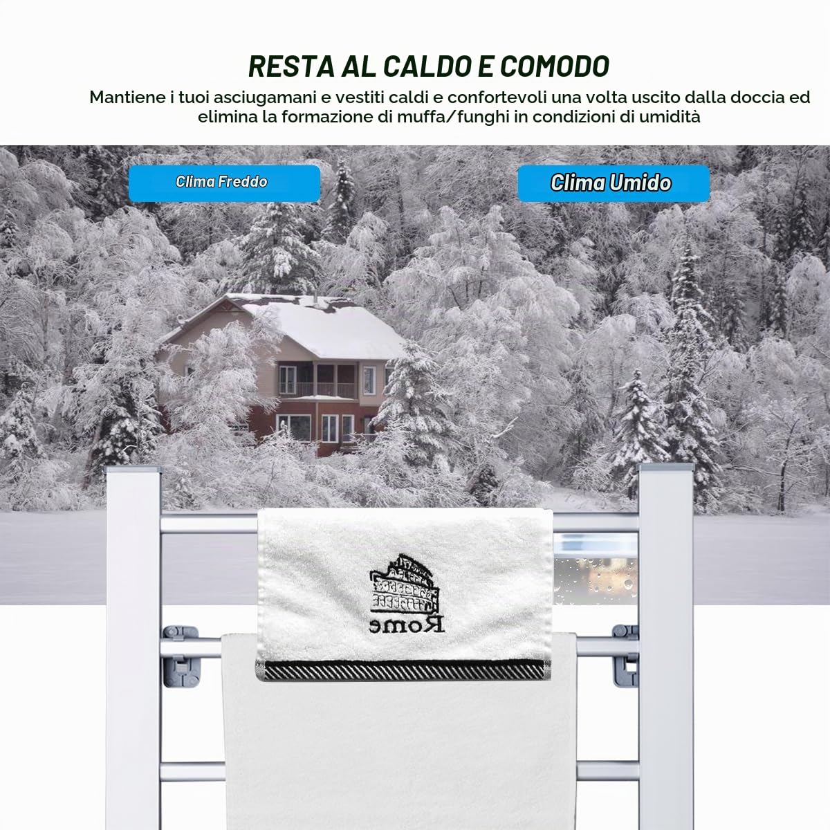 LIFEZEAL Scaldasalviette Elettrico Bagno, Termoarredo Elettrico Bagno, Termosifone Elettrico da Parete e da Terra, 45-50℃, 100W, Asciugatura Rapida, Scalda Salviette da Bagno Elettrico in Alluminio