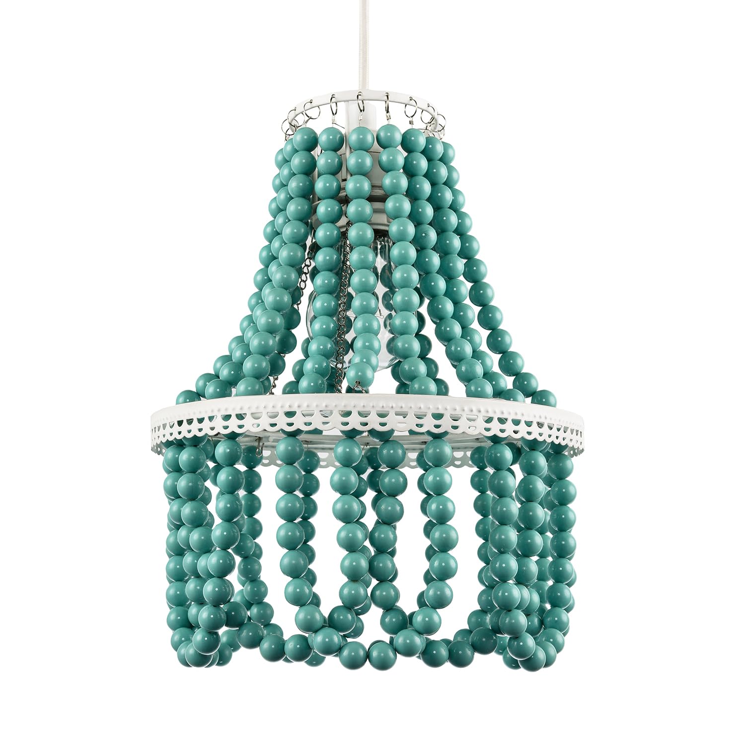Rackhams Light/White Shabby Chic Ornate Chandelier Pendant Shade With Round Duck Egg Pearls