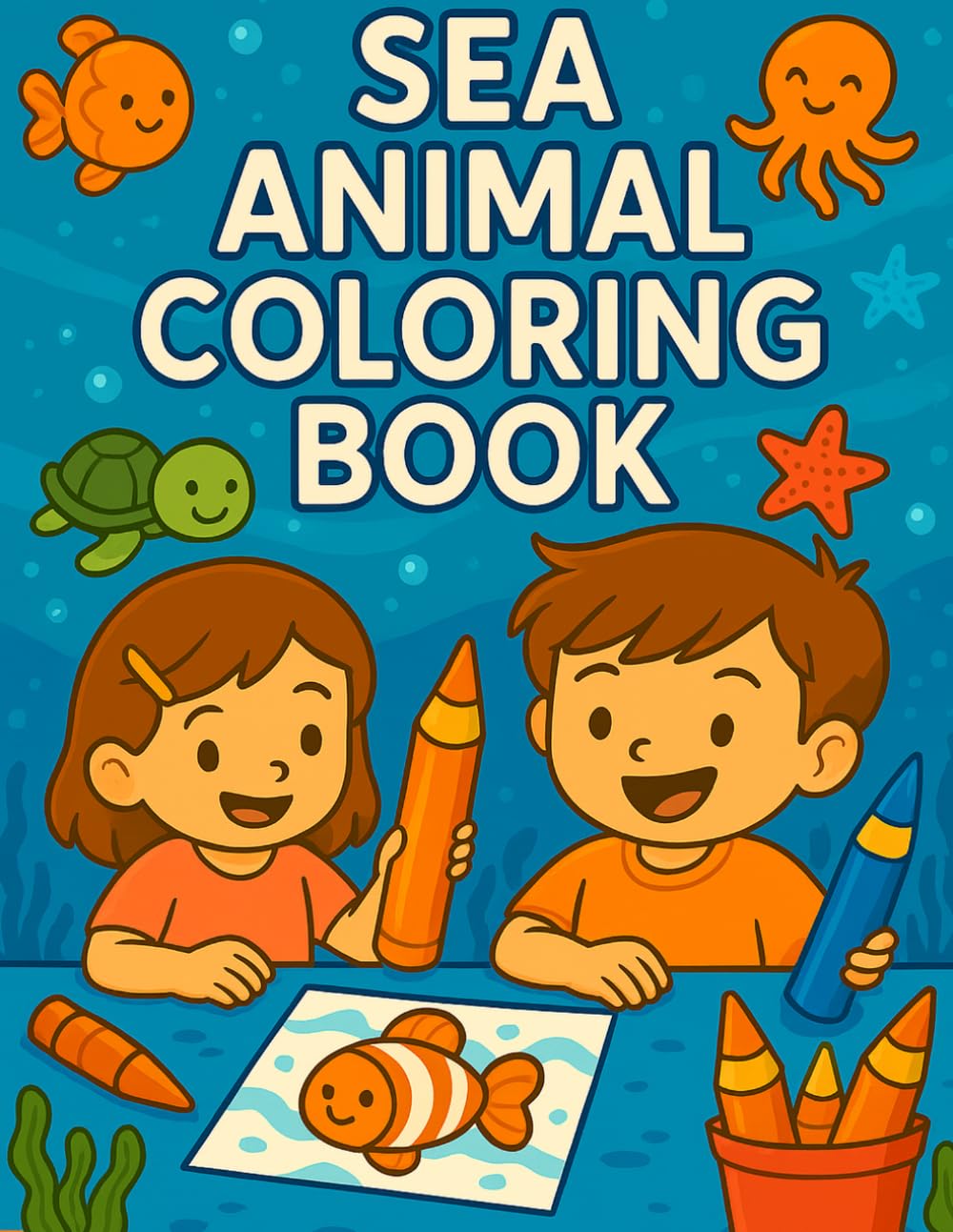 Sea Animals Coloring Book for Kids Ages 6–9: Fun and Easy Sea Creature Coloring Pages Featuring Dolphins, Sharks, Turtles, and for Kids ages 6-9