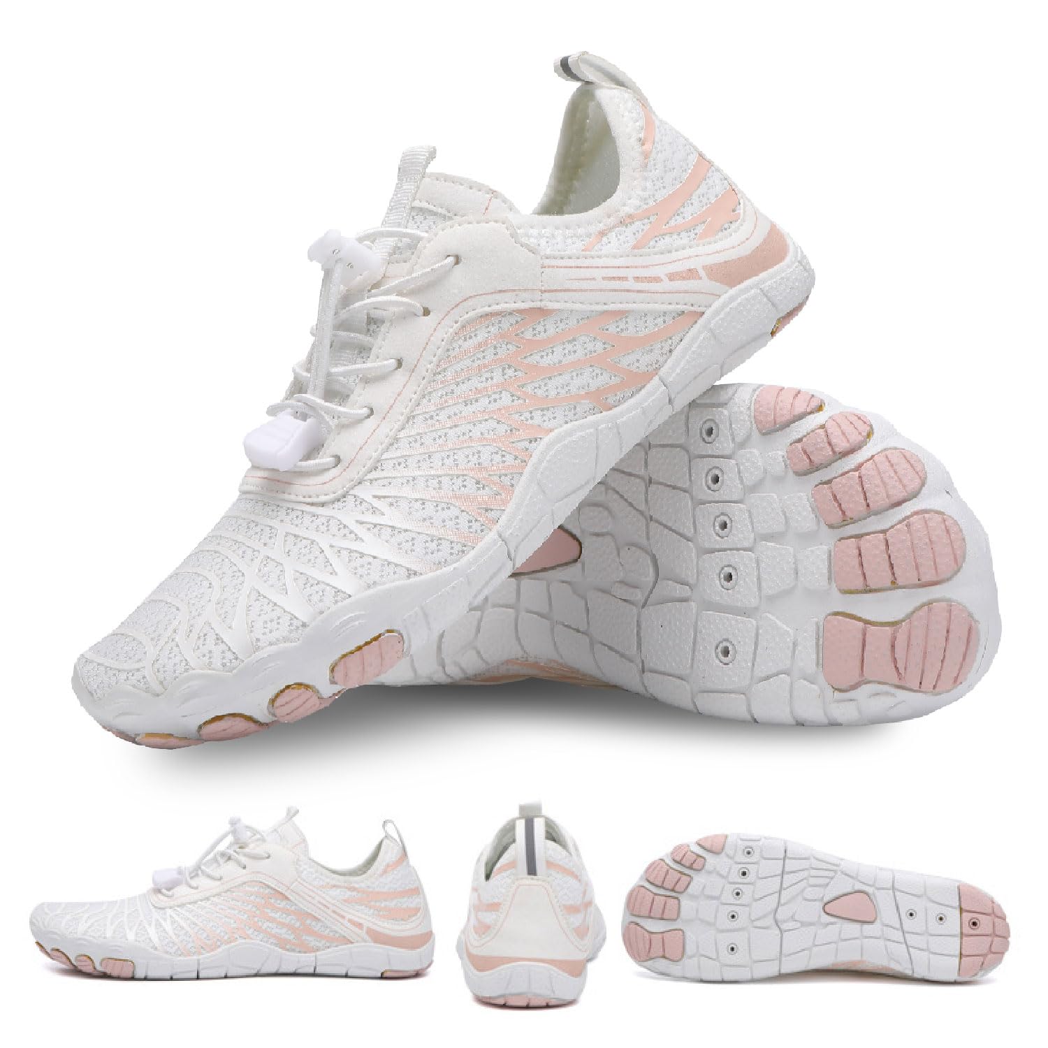 Hike Barefoot Shoes for Women Men, Pro Barefoot Shoe with Wide Toe Box for Hiking, Walking, Healthy & Non-Slip Lightweight Breathable Water Shoes Unisex White 40