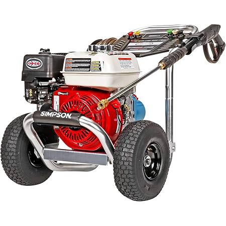 SIMPSON Cleaning ALH3228-S Aluminum Series 3400 PSI Gas Pressure Washer, 2.5 GPM, HONDA GX200 Engine, CAT Triplex Pump, Includes Spray Gun, Extension Wand, 5 QC Nozzle Tips, 5/16" x 25' Monster Hose