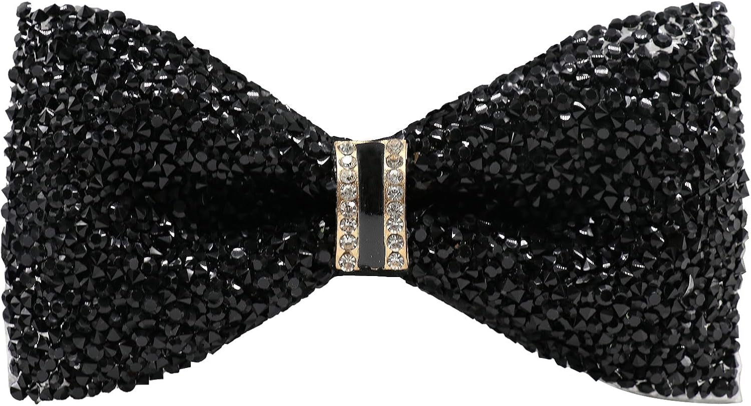 LJBFNN Rhinestone Bow Ties for Men, Adjustable Pre Tied Bow Tie Diamond Sequin Bowtie for Party Banquet Wedding Prom Daily
