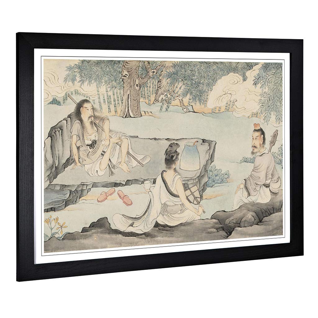 Big Box Art Framed Print of Wang Yuanqi Oriental 2 Design | Wall Art Picture | Home Decor for Kitchen, Living, Dining Room, Lounge, Bedroom, Hallway, Office, Black, A2 / 24.5x18 Inch / 62x45cm