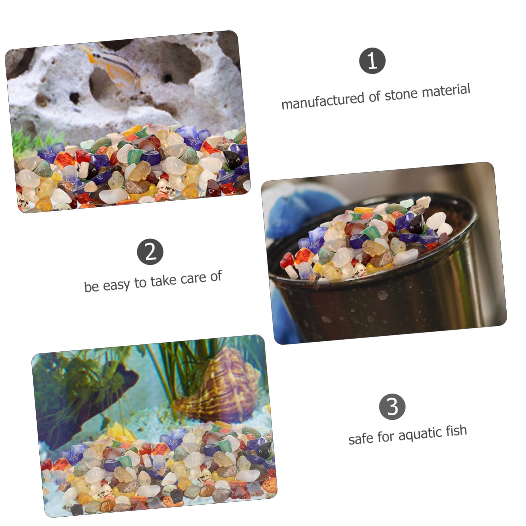 Artibetter 3 Sätze Achat-Edelsteinperlen Kieselsteine ​​für Aquarien Fischbecken schaukelt Kies Dekorationen für Aquarien Aquarienkies schmückt Terrarienkies Felsen Aquariumstein Colorful