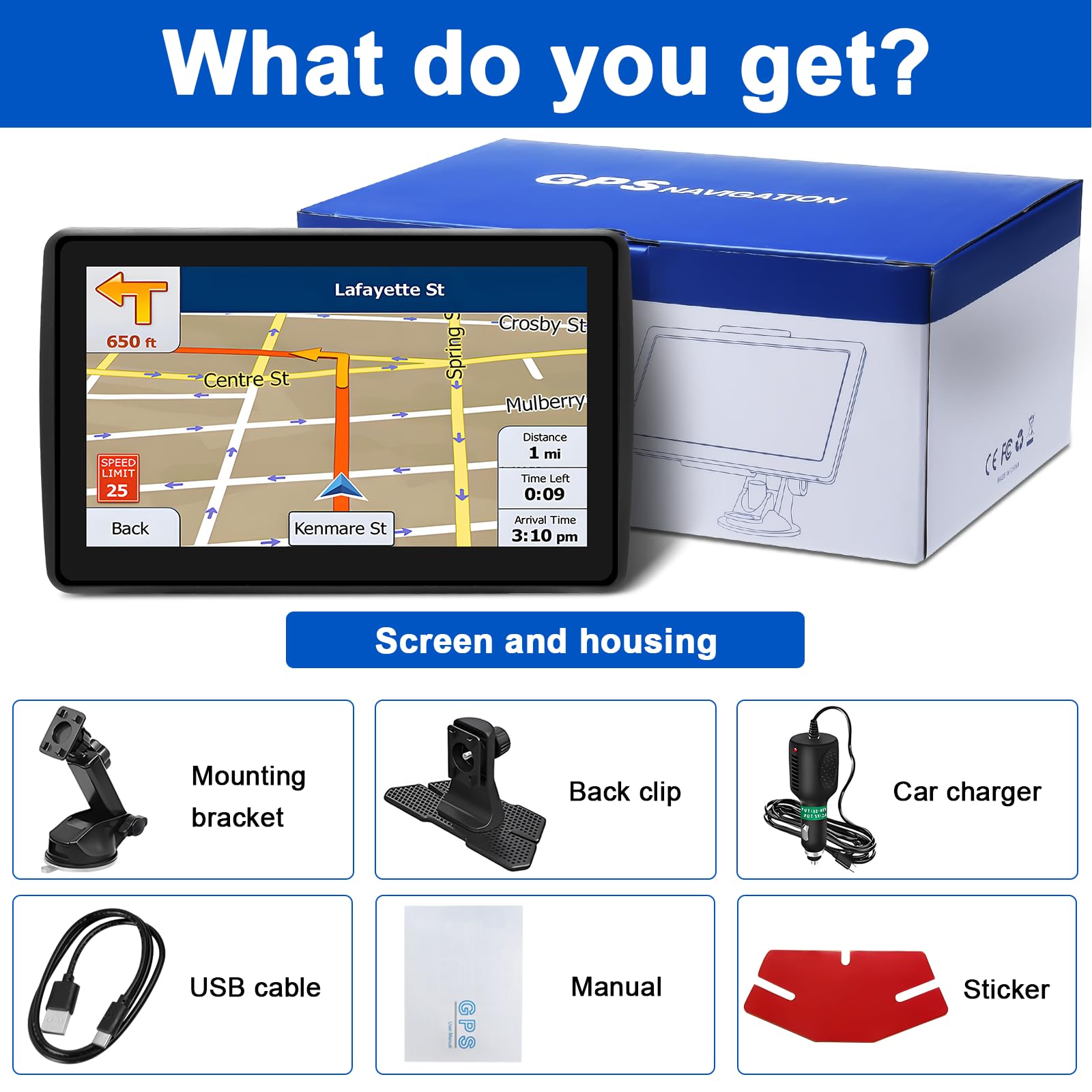 Sat Nav for Car/Truck/HGV - 7 Inch GPS Navigation UK 2025 with Lifetime Free Maps Updates, Real Voice Guidance, Speed Camera Alerts, Postcode Search & Lane Assist — view 5