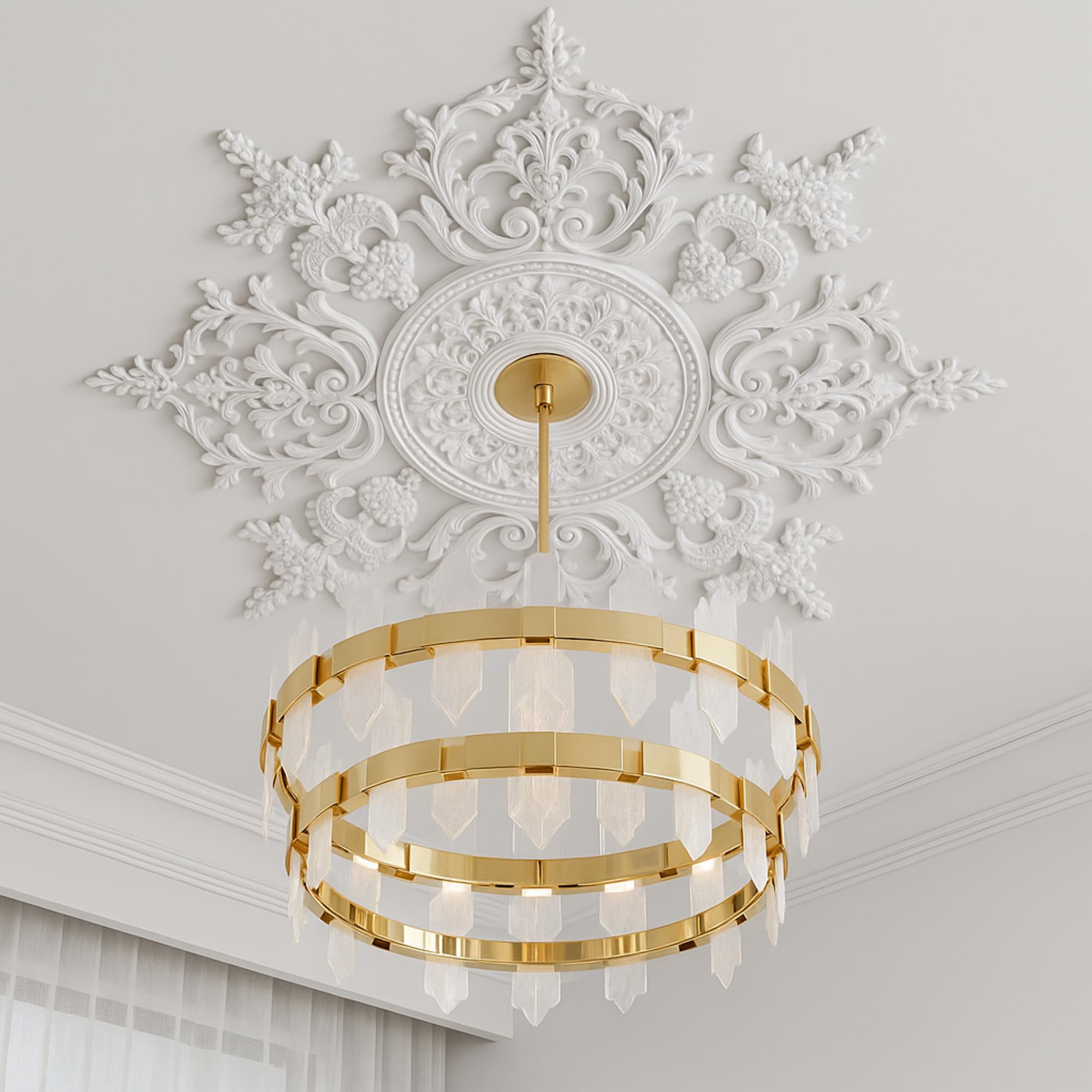 Nuanchu 28'' Large PU Ceiling Medallion for Chandelier Light Fixtures — Amazon image 11