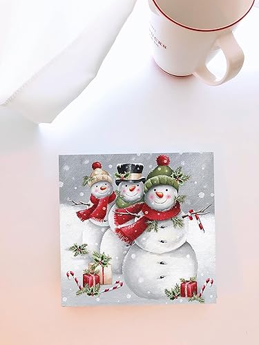 Miniatura 5 de Servilletas de Navidad de 13 x 13 pulgadas para Decoupage Muñeco de nieve Servilletas de papel de Navidad Servilletas de papel de Navidad