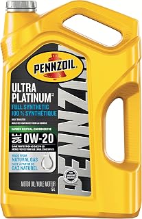 Pennzoil Ultra Platinum Full Synthetic 0W-20 Motor Oil (5L, Single Pack)