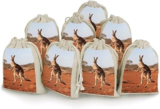 JWSDKNJ 8 Pcs Drawstring Gift Bag 5x7 Inch Natural Cotton Muslin Bag Reusable Fabric Kangaroo Favor Bags Empty Produce Gift Pouch for Sachet Tea Jewelry Birthday Wedding Party Home Supply