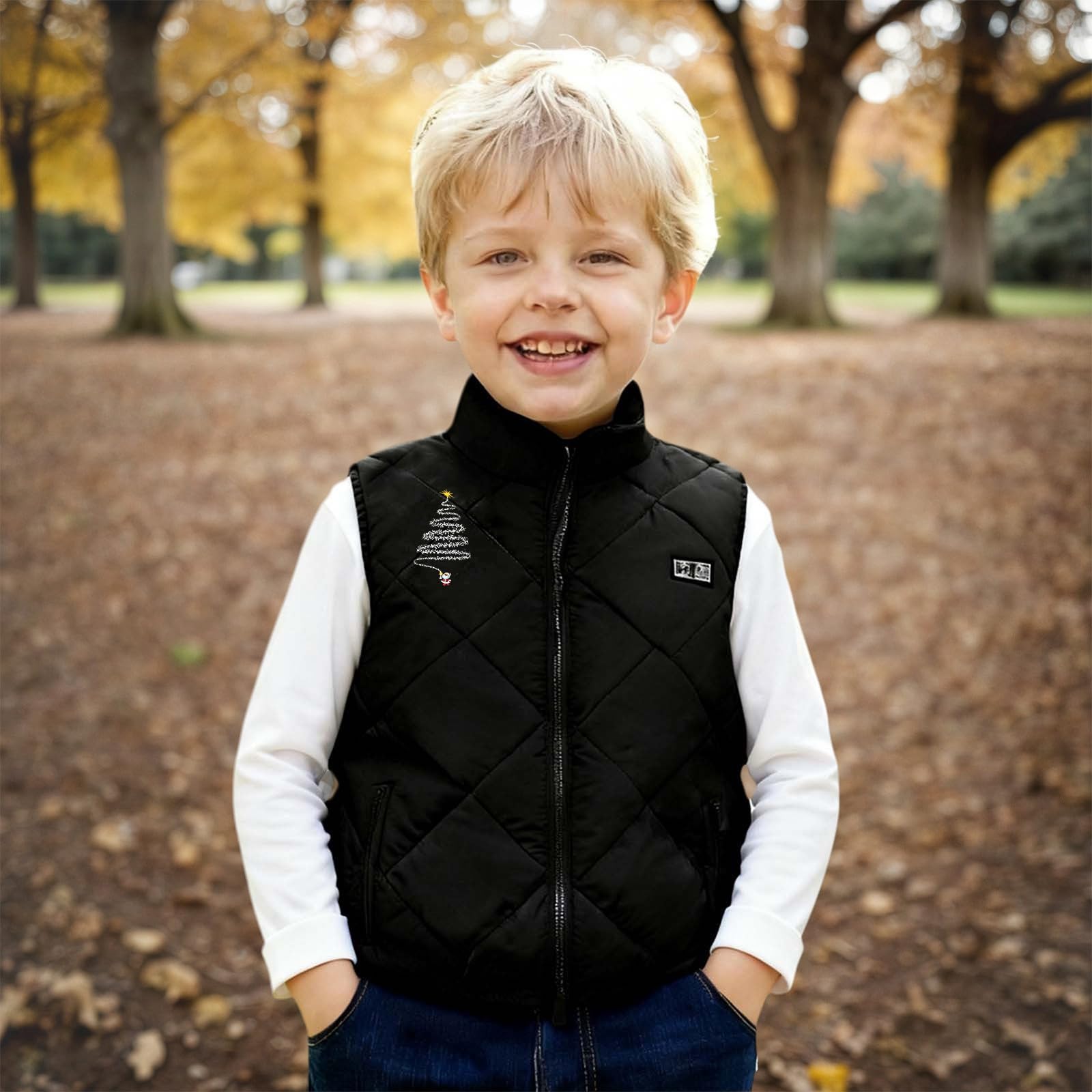 Generisch Gilet chauffant intelligent sans manches pour garçon, batterie rechargeable, sous-vêtements thermiques pour temps froid, équipement d'hiver pour enfants