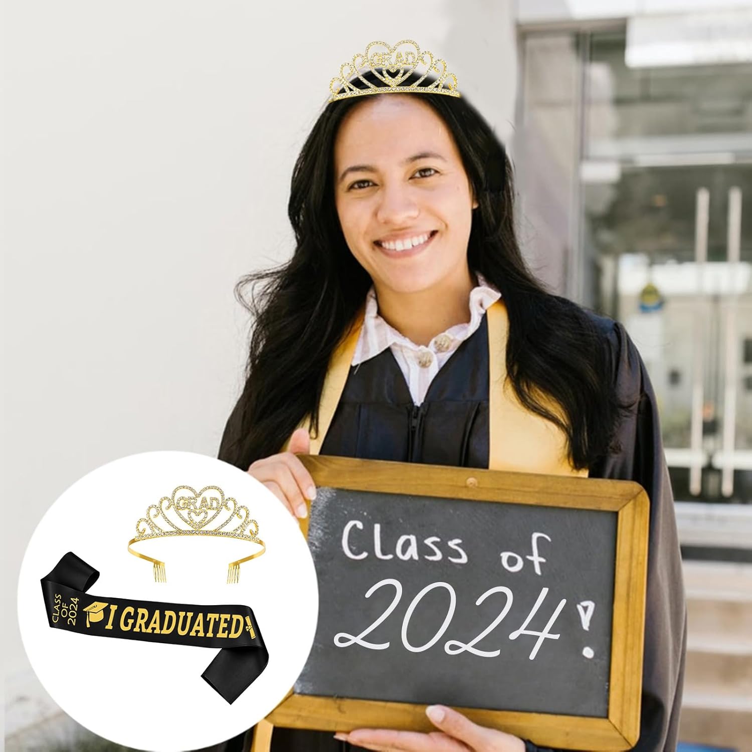Graduation Stole Sash for Ceremony Stoles Rhinestone Crown for College Student Graduation Ceremony Sash - Image 5