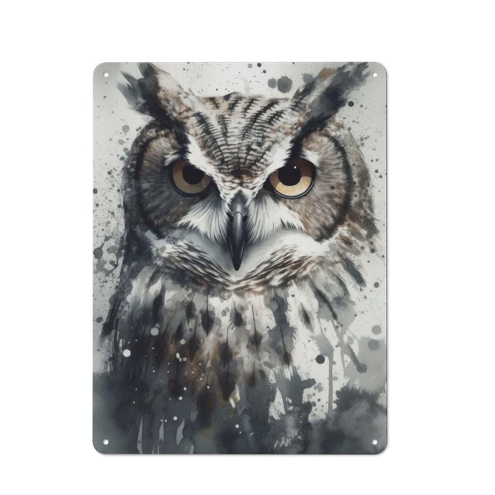 Junmoney Owl Beauty Watercolor Metal Sign 40X30cm With For Workshop Wall, Vintage Decor, A Decorative Christmas Gift For Metal Sign Collectors