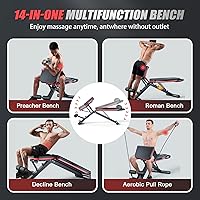 Vista 3 de ALSO GO Adjustable Weight Bench, Workout Benches with Leg Extension & Extended Headrest, Foldable Incline Decline Bench Press, Roman Chair, Full