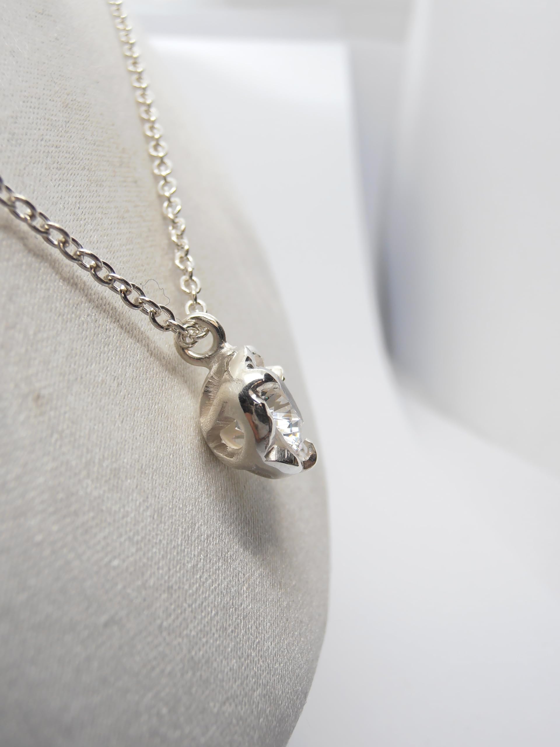 Punto Luce : Girocollo e Ciondolo in Argento 925 con Zircone taglio Brillante - Pendente - Catenina - Collana Pietra Semi-Preziosa