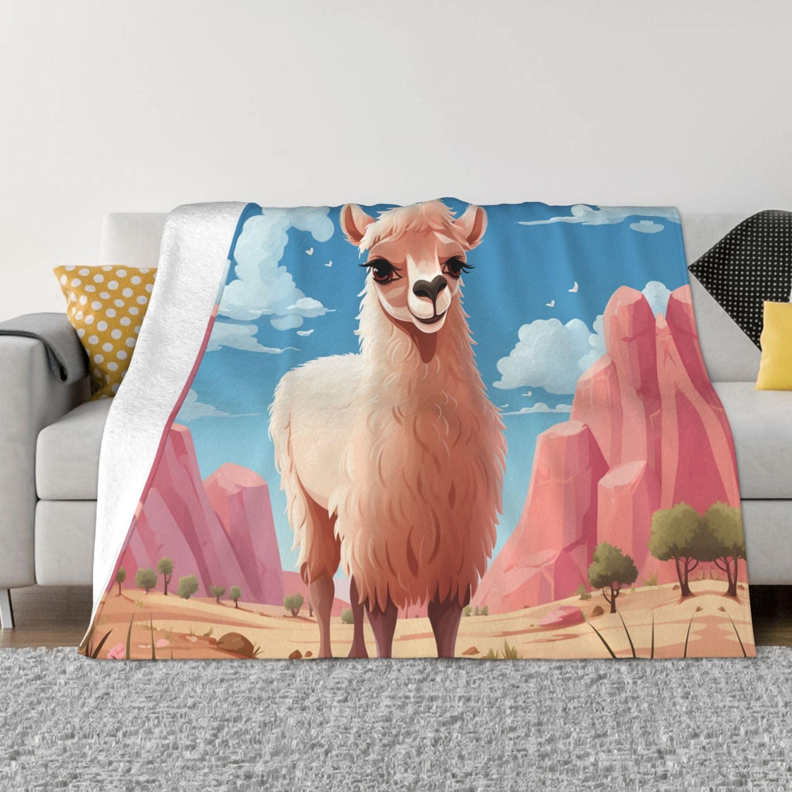 Couverture en micro polaire camel 152x203 cm pour lit et canapé