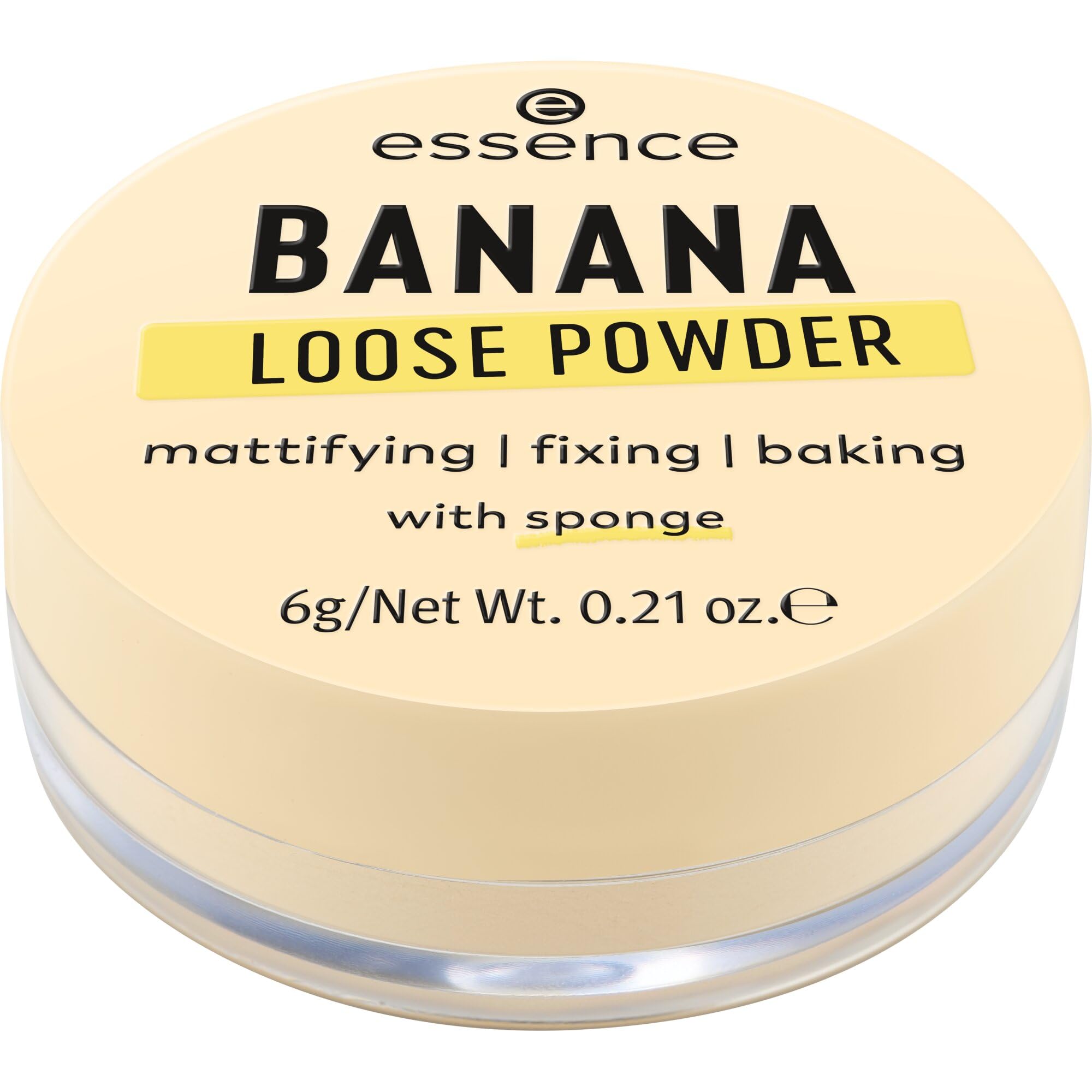 essence BANANA LOOSE POWDER, Gelb, mattierend, fixierend, farbkorrigierend, transluzent, matt, vegan, ölfrei, ohne Parfüm, ohne Alkohol, 1er Pack (6g)