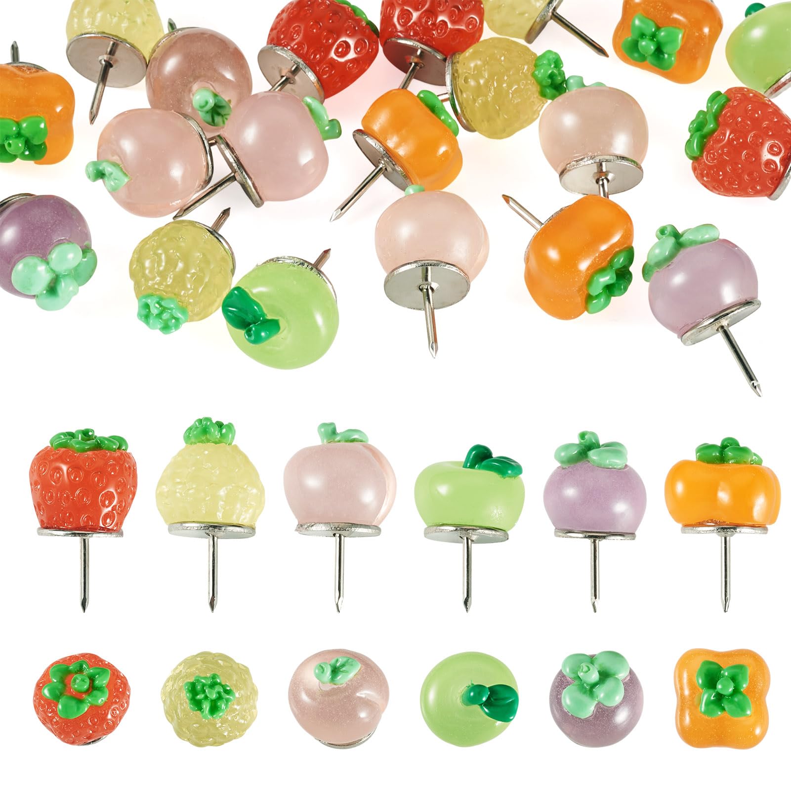 Sparkeads 20 pcs Resin Fruit Drawing Pins