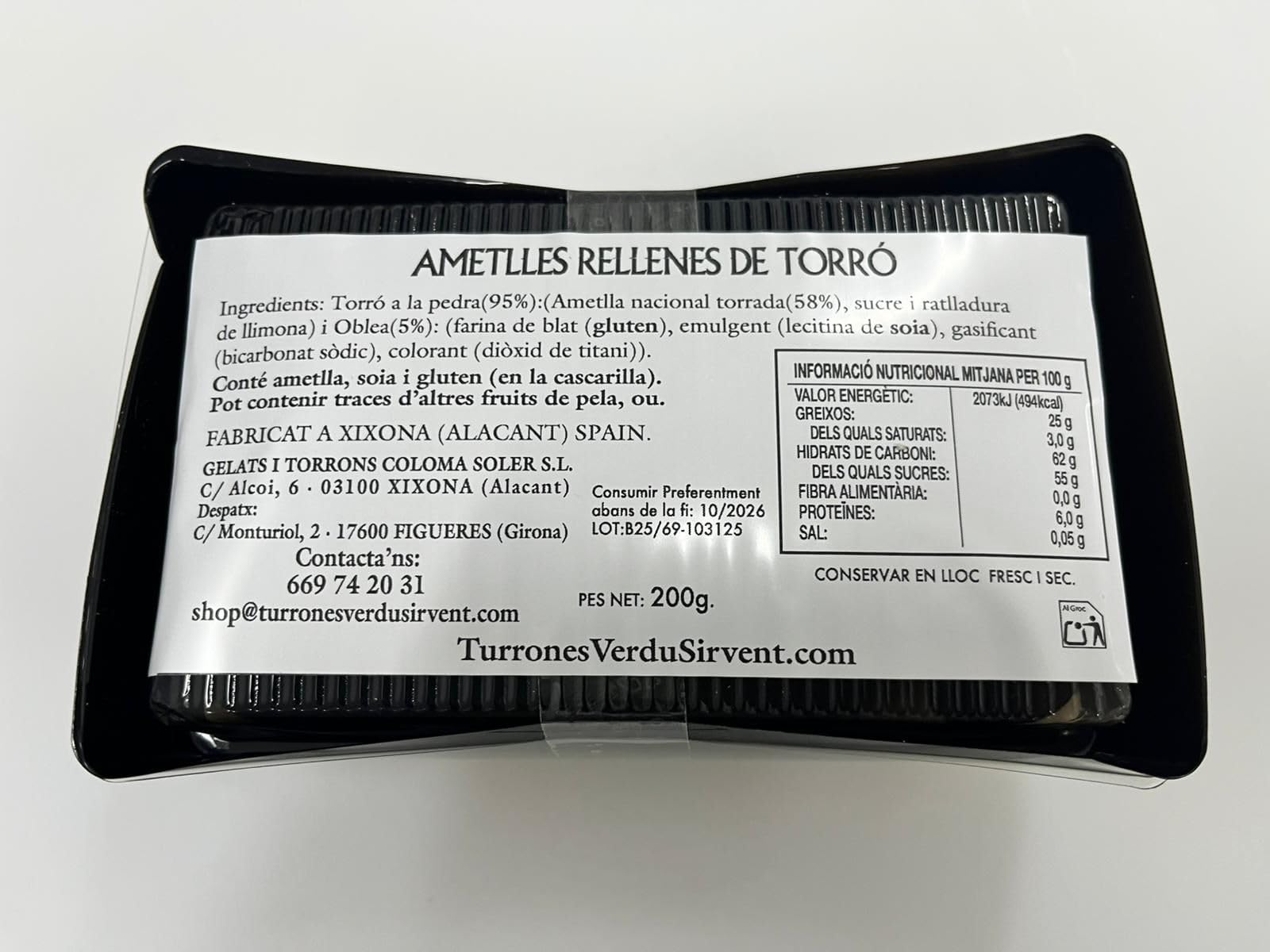 Almendra Rellena de Turrón Artesano (hechas a mano) - Juan Verdú Sirvent (200g)