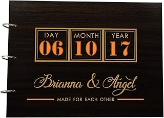 Wooden Photo Album Wedding Scrapbook Handmade Personalized Wood Engraved...