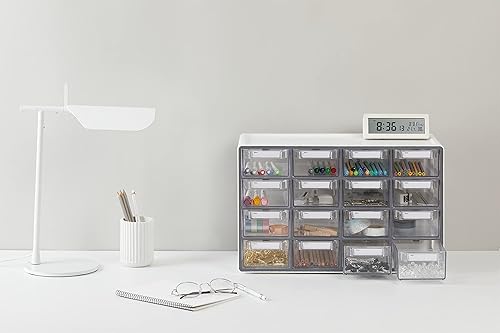 Miniatura 5 de Sysmax UP SYSTEM Multibox - Armario con 16 cajones, poliestireno de alto impacto, gris, transparente, divisores ajustables, oficina, hogar,