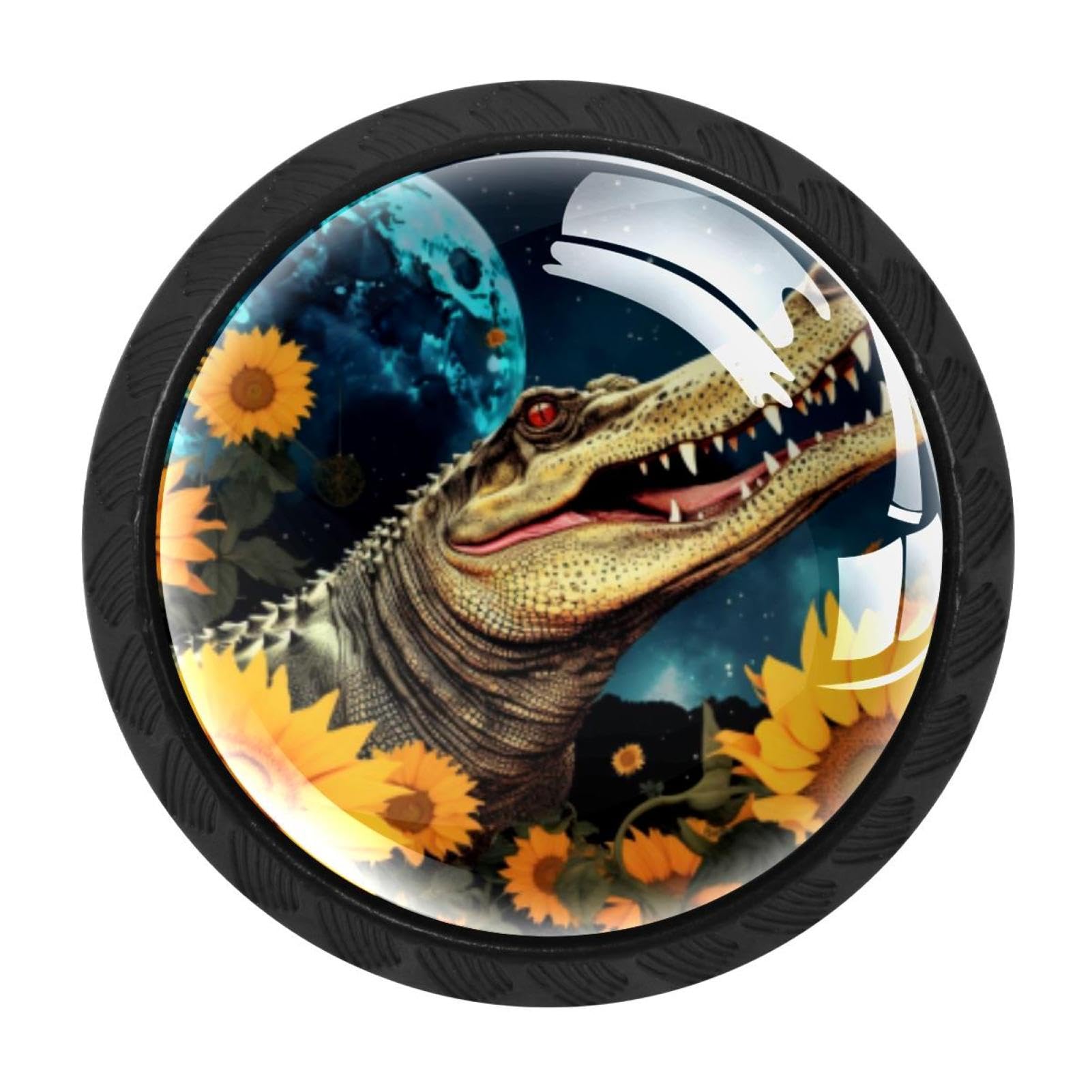 CHENZZZZ 4 Pieces Crocodile Starry Sunflower Kitchen Cabinet Knobs Drawer Knobs Dresser Knobs Black Knobs Drawer Pulls Dresser Drawer Handles Knobs for Dresser Drawers