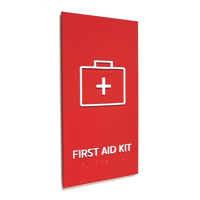 Buy Kubik Letters First Aid Kit Sign, ADA Compliant Modern Design Sign