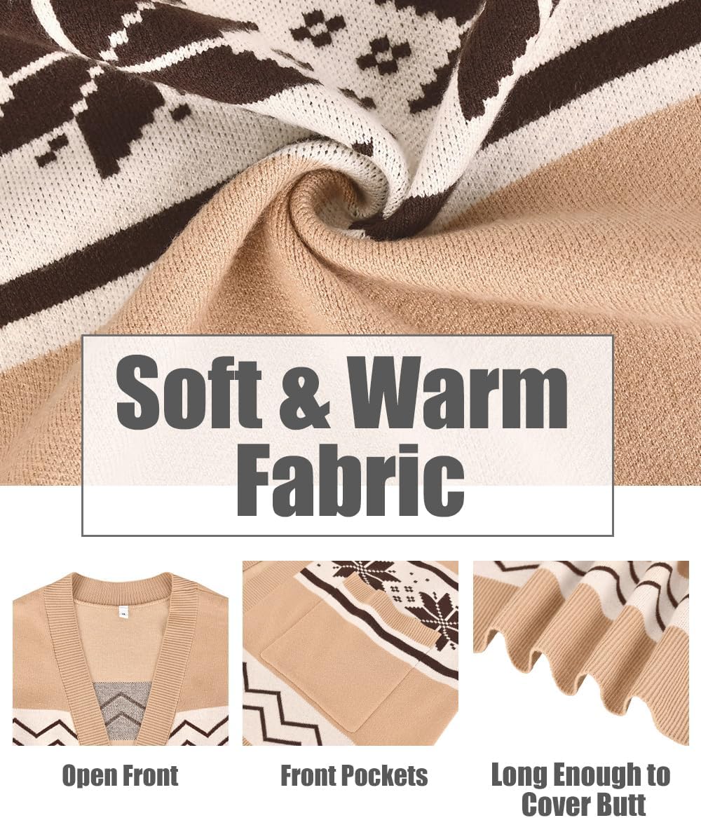 CARCOS Plus Size Cardigan Sweaters for Women Open Front Long Sleeve Oversized Winter Knit Cardigan Coats Pockets XL-3XL - Image 6