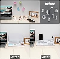 Vista 3 de Varhomax Glass Desk Buddy Whiteboard with Storage, Small Dry Erase Desktop White Board Caddy to-do List Memo Notepad for Office, School and Home