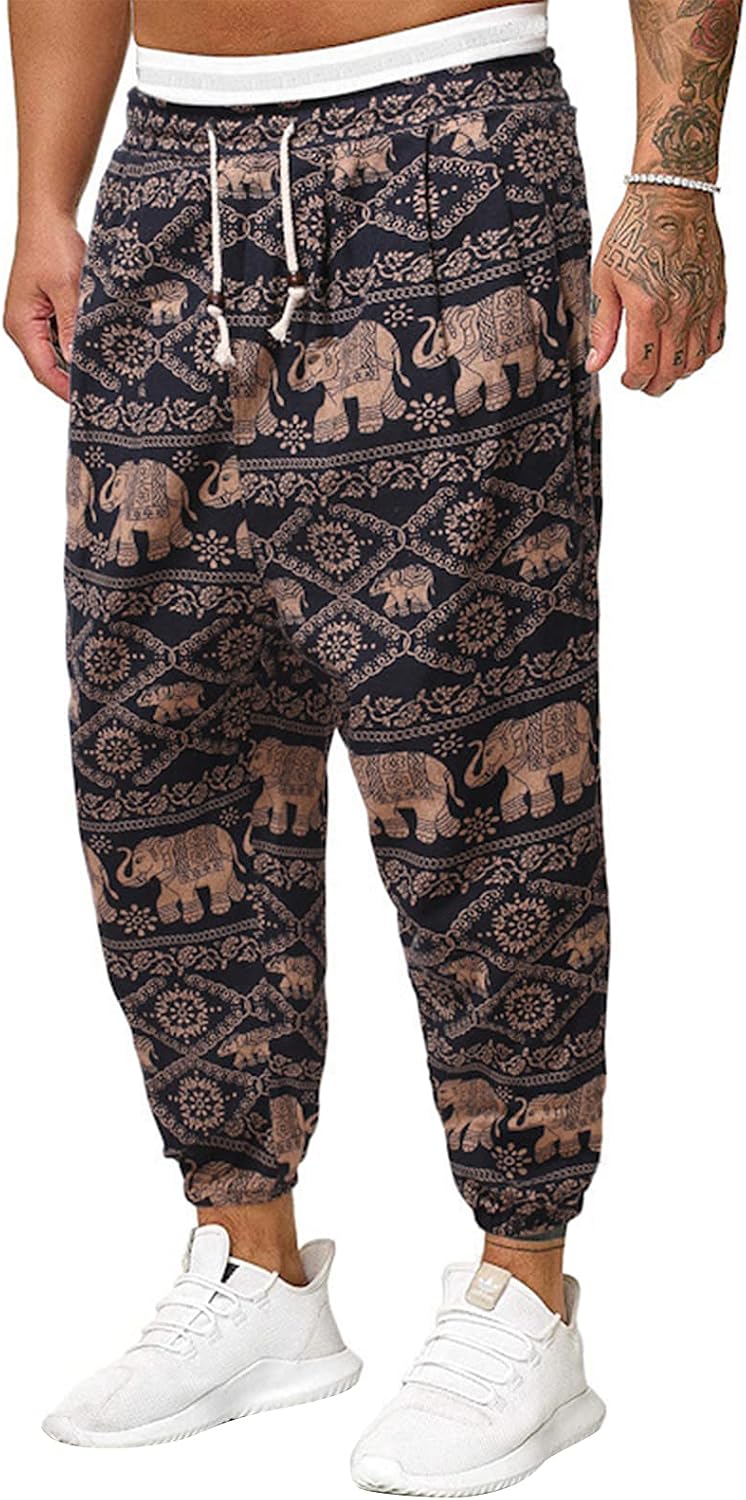 Dazzerake Pantaloni da Uomo con Stampa Graffiti Unica Streetwear Pantaloni  Larghi con Coulisse alla Caviglia Stile Etnico Multicolore lencicol  Abbigliamento Moda