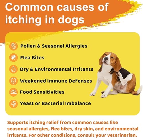 Miniatura 5 de Masticables para alergias para perros para aliviar la picazón en la piel, alergia estacional y apoyo inmunológico con calostro, Omega 3,