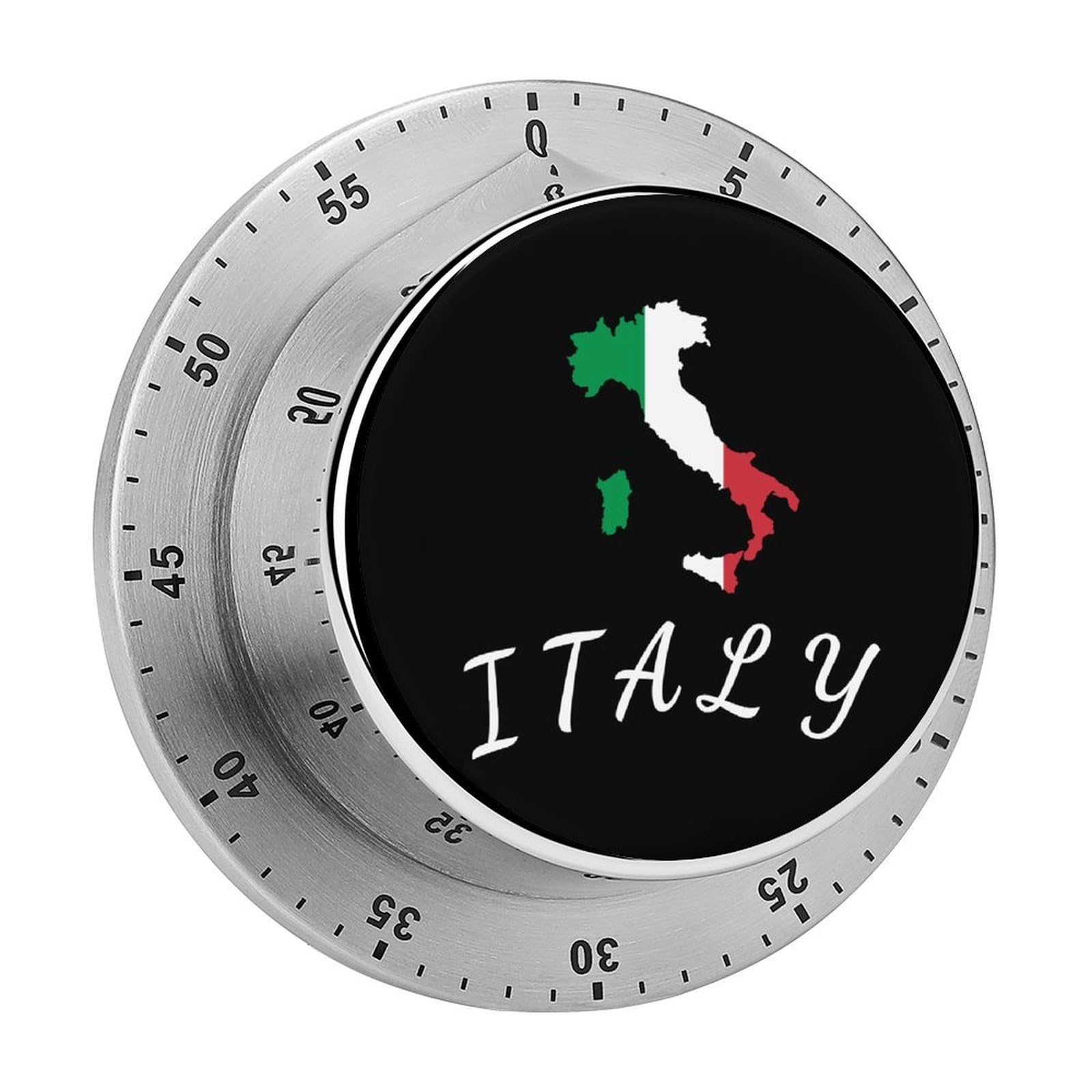 Italian Flag Italy Map Mechanical Timer with Alarm for Kitchen Cooking Productivity Stainless Steel Timers