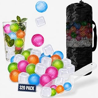 320 Pack Reusable Ice Cubes with Scoop, Refreezable Plastic Ice Cubes