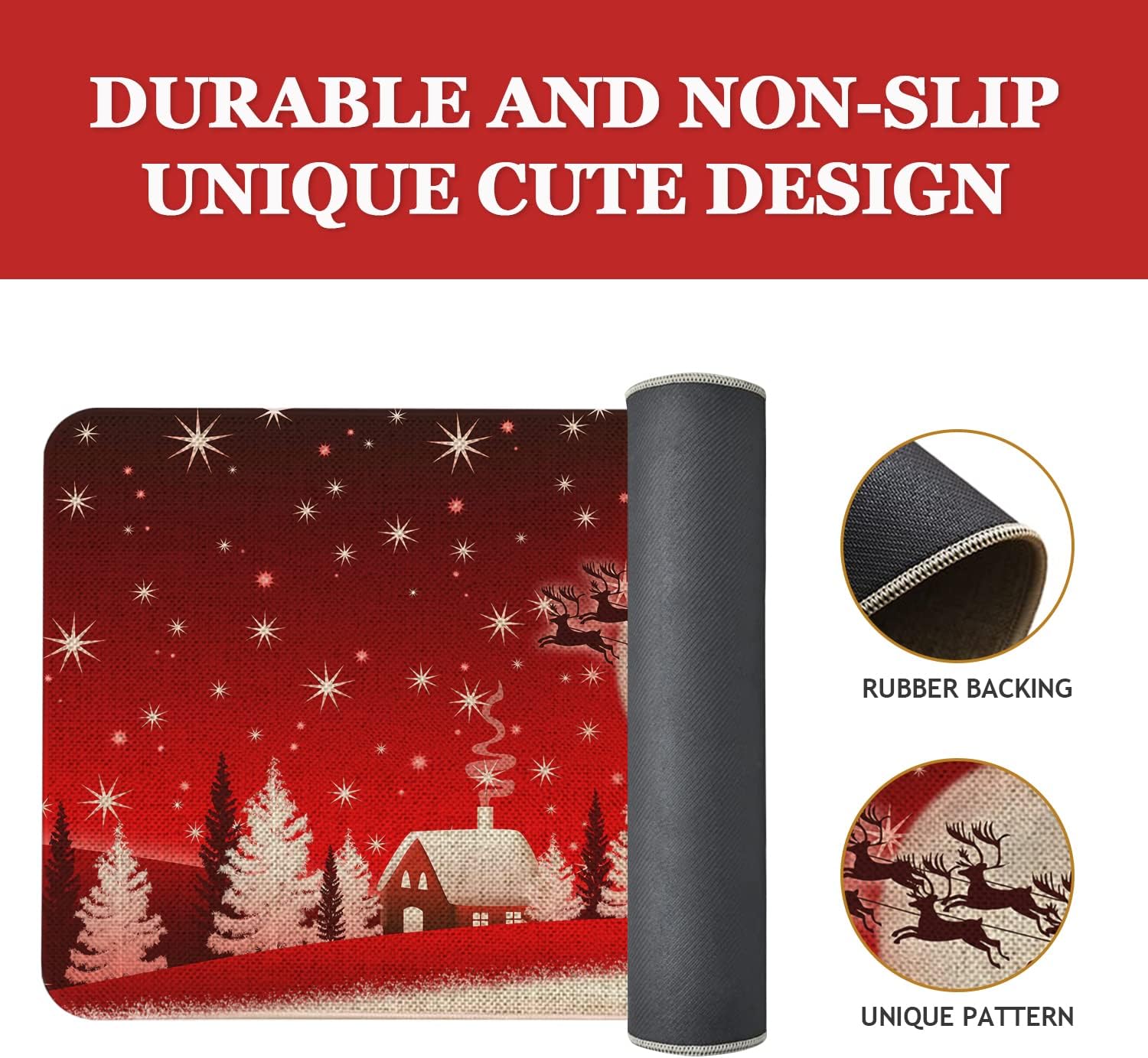 Roszwtit Christmas Door Mat 30 X 17 Inch Merry Christmas Doormat Red Shining Indoor Outdoor Entrance Floor Rug Non Slip Winter Christmas Decor Rubber Welcome Mats