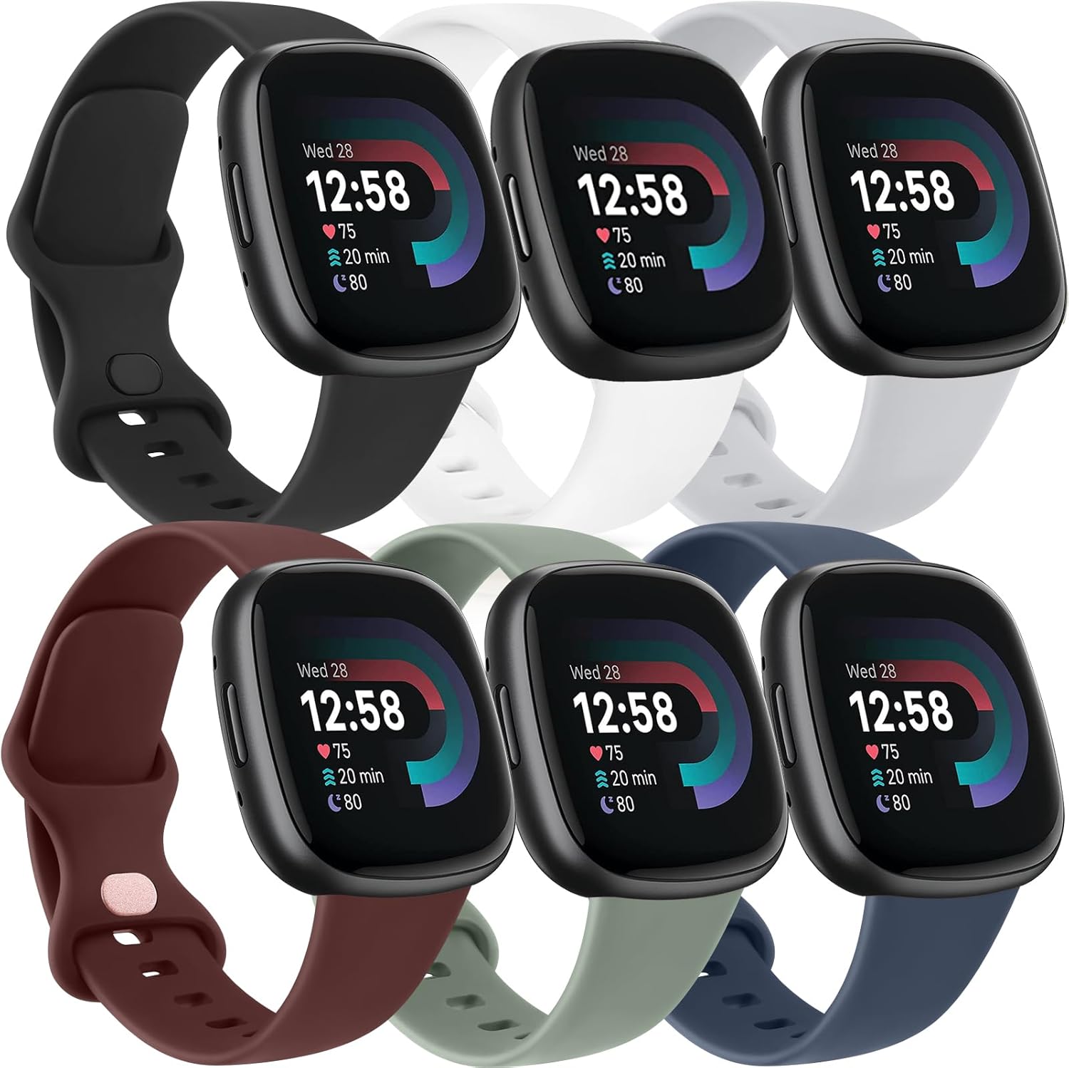 Vancle Band for Fitbit Versa 4 3 Bands, Fitbit Sense 1 2 Bands Women Men, Classic Soft Sport Replacement Strap