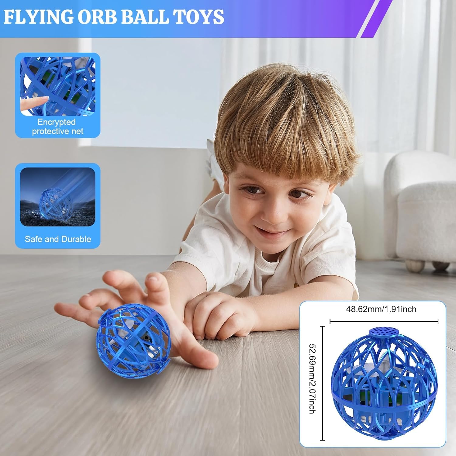 OBEST Mini Fliegender Ball Magischer Flugball Boomerang Flying Orb Ball mit LED Licht, 360 Flip Orbi Drohne UFO Hover Spinner Innen Außen Spielzeug für Kinder Erwachsene Jungen Mädchen Geschenk